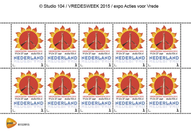 persoonlijke postzegel Nijmegen vredesweek 2015